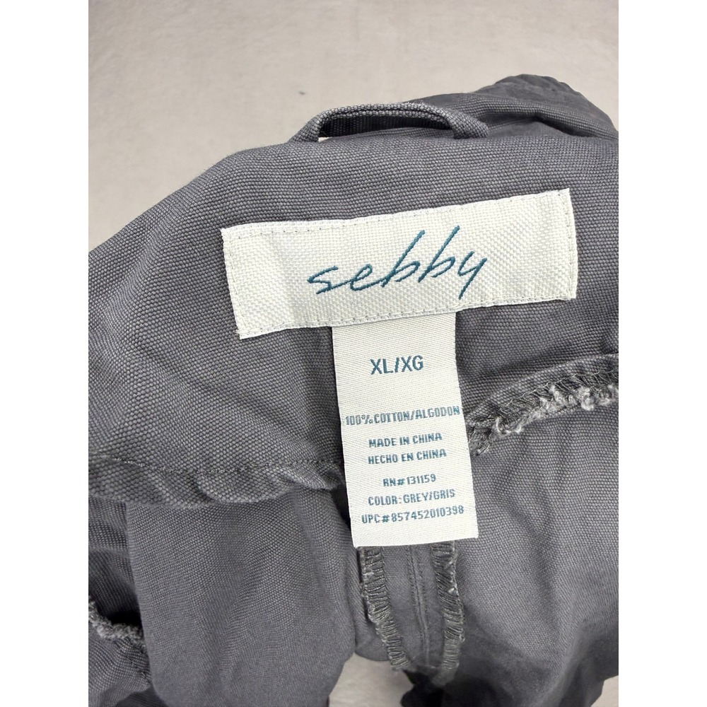 Sebby Womens Grey Cotton Utility Vest Full Zip Drawstring Waist XL RN131159 - Picture 4 of 6